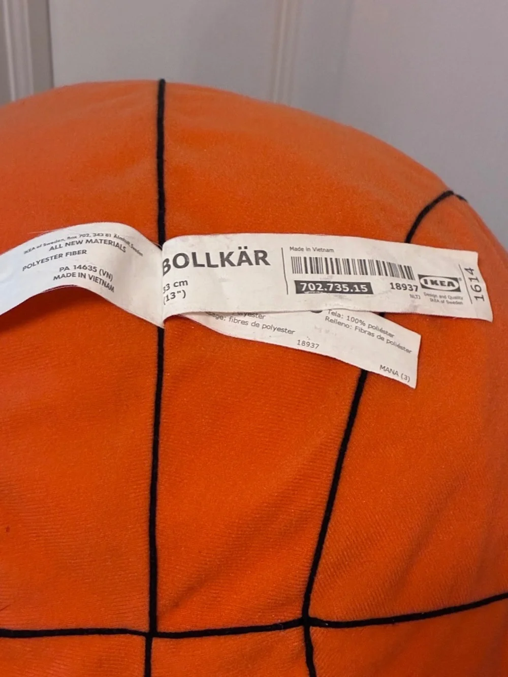 Basketball Hoop Trash Can & Large IKEA Plush Basketball Pillow